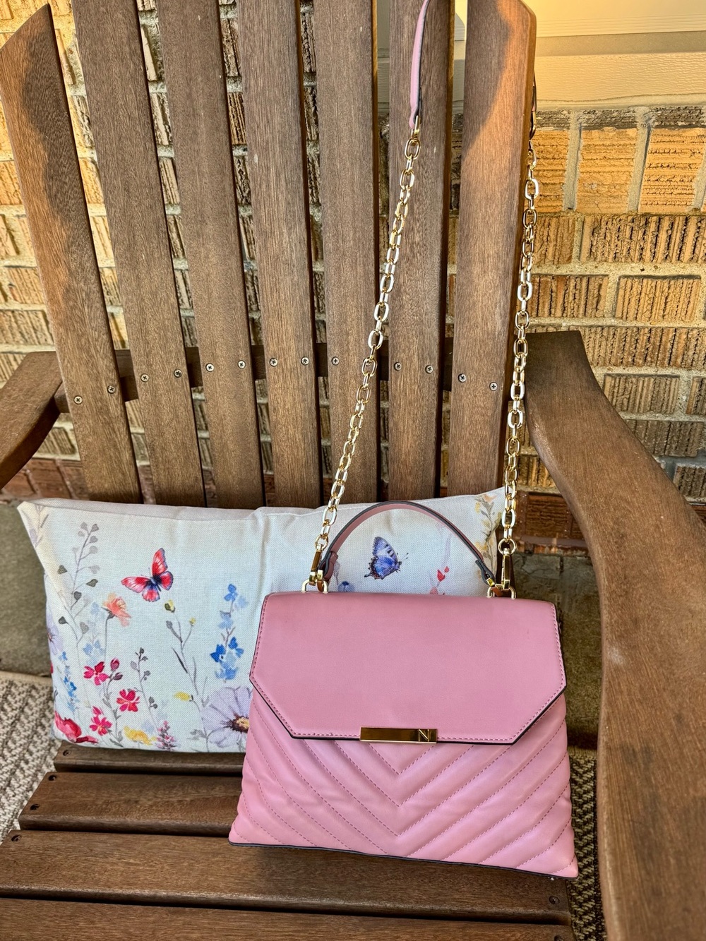 Brand New Naturalizer Pink Quilted Satchel-Crossbody with Gold Chain